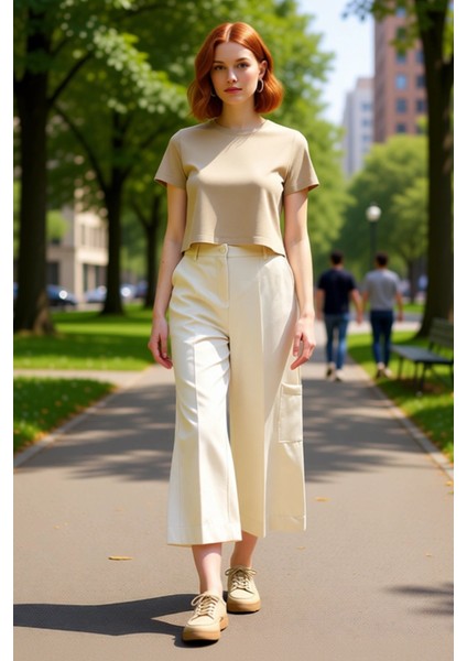 Wide Leg Dokuma Pantolon Yüksek Bel Kadın Fonksiyonel Dayanıklı Kaliteli Konforlu Estetik Şık fırsatları