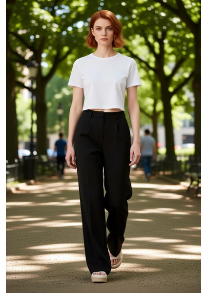 Kadın Wide Leg Dokuma Kumaş Pantolon Fonksiyonel Dayanıklı Kaliteli Konforlu Estetik Rahat fırsatları