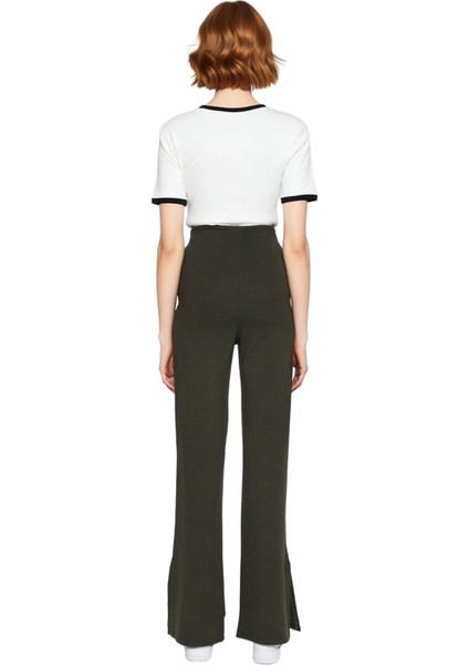 Kadın Yüksek Bel Flare Yırtmaçlı Örme Pantolon Fonksiyonel Dayanıklı Kaliteli Konforlu Şık fiyatları