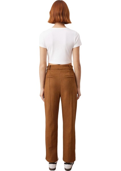 Kadın Yüksek Bel Fermuar Detaylı Süet Pantolon Fonksiyonel Dayanıklı Kaliteli Konforlu Şık fiyatları