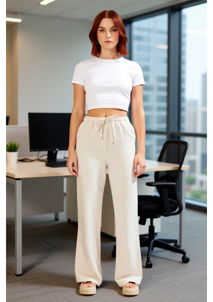 Kadın Keten Görünümlü Geniş Paça Pantolon Fonksiyonel Dayanıklı Kaliteli Konforlu Estetik Şık modelleri