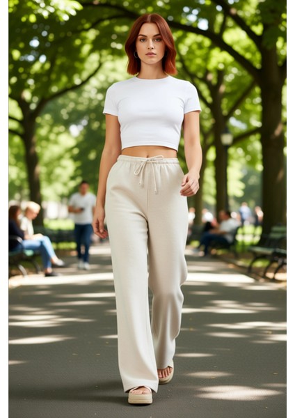 Kadın Keten Görünümlü Geniş Paça Pantolon Fonksiyonel Dayanıklı Kaliteli Konforlu Estetik Şık fırsatları