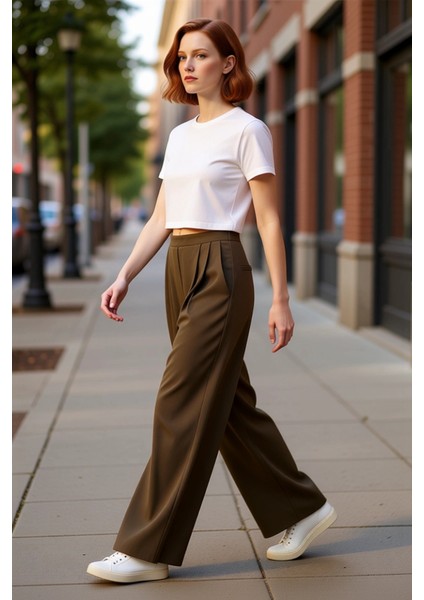 Kadın Dökümlü Krep Kumaş Palazzo Pantolon Fonksiyonel Dayanıklı Kaliteli Konforlu Estetik Şık indirimleri