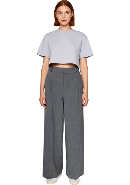 Kadın Wide Leg Dokuma Kumaş Pantolon Fonksiyonel Dayanıklı Kaliteli Konforlu Estetik Rahat