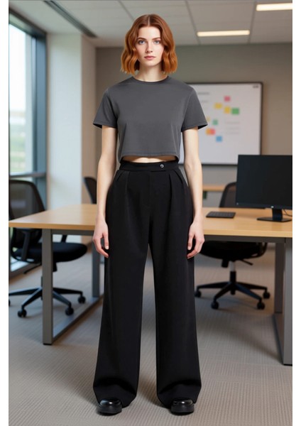 Kadın Geniş Paça Dokuma Pantolon Fonksiyonel Dayanıklı Kaliteli Konforlu Estetik Premium Şık modelleri
