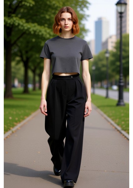 Kadın Geniş Paça Dokuma Pantolon Fonksiyonel Dayanıklı Kaliteli Konforlu Estetik Premium Şık fırsatları