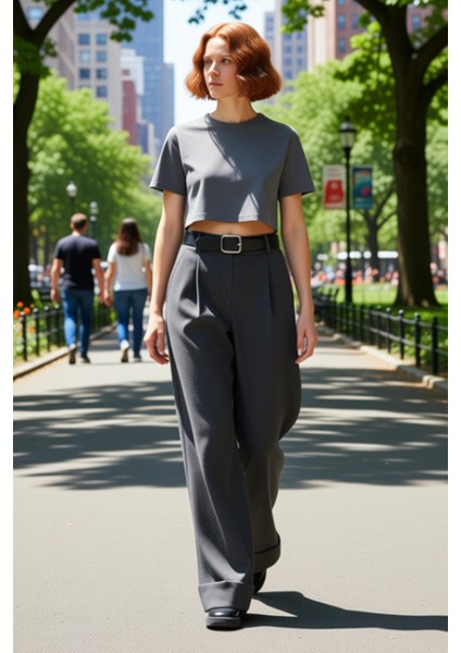 Kadın Yüksek Bel Geniş Paça Dokuma Pantolon Fonksiyonel Dayanıklı Kaliteli Konforlu Modern modelleri