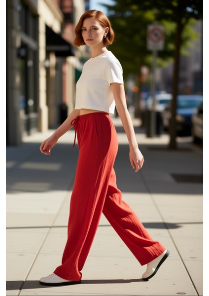 Kadın Müslin Dokuma Koyu Geniş Paça Pantolon Fonksiyonel Dayanıklı Kaliteli Konforlu Rahat fırsatları