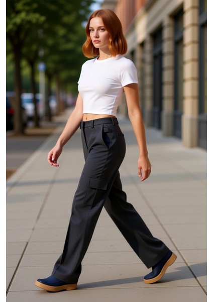 Kadın Düşük Bel Kargo Cepli Poliviskon Pantolon Fonksiyonel Dayanıklı Kaliteli Konforlu Şık indirimleri