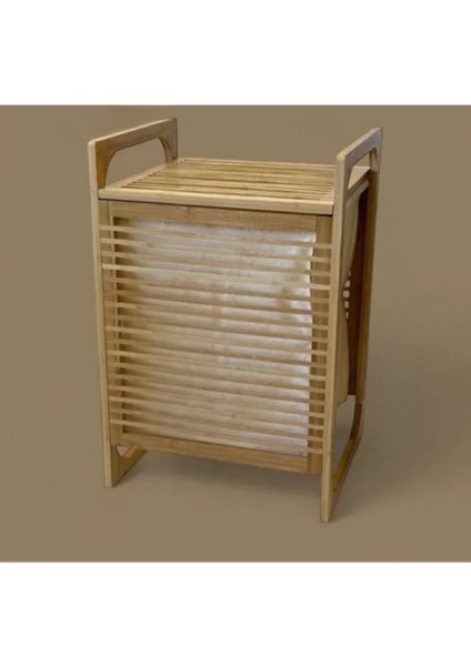 Orta Boy Ahşap Bambu Kirli Sepeti 40X35X60 fırsatları
