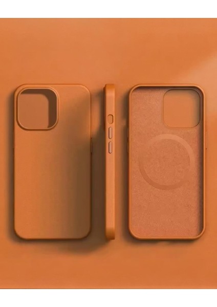 Iphone Uyumlu İçi Süet Hakiki Deri Animasyonlu Magsafe Destekli Kılıf