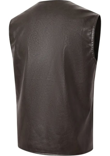 Pu Deri Yatay Torba Cepli Orta Kalın Yelek modelleri