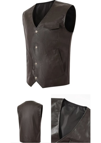 Pu Deri Yatay Torba Cepli Orta Kalın Yelek fırsatları