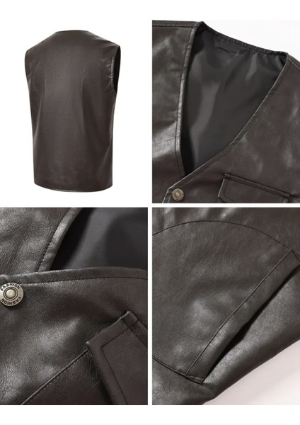 Pu Deri Yatay Torba Cepli Orta Kalın Yelek indirimleri