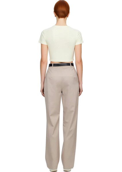 Kadın Yüksek Bel Düz Paça Kemerli Dokuma Pantolon Fonksiyonel Dayanıklı Kaliteli Konforlu Şık fiyatları