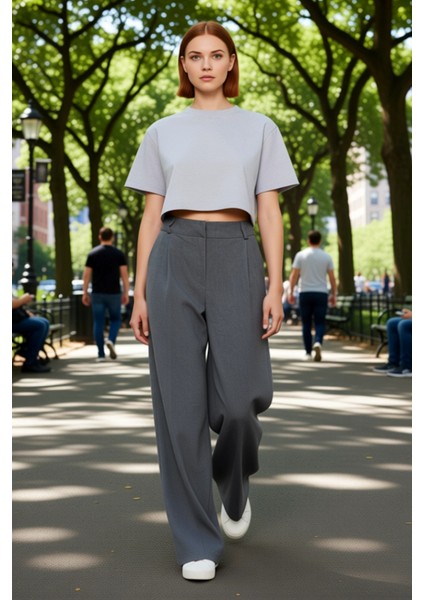 Kadın Wide Leg Dokuma Kumaş Pantolon Fonksiyonel Dayanıklı Kaliteli Konforlu Estetik Rahat fırsatları