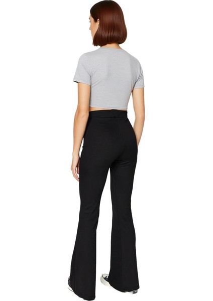 Kadın Yüksek Bel Flare Ispanyol Paça Örme Tayt Pantolon Fonksiyonel Dayanıklı Kaliteli Şık fiyatları