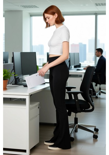 Kadın Yüksek Bel Flare Ispanyol Paça Örme Tayt Pantolon Fonksiyonel Dayanıklı Kaliteli Şık modelleri