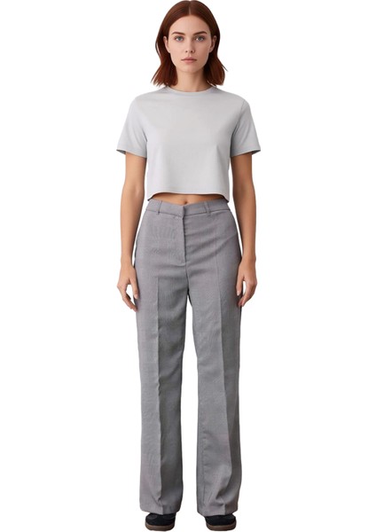 Kadın Ekose Flare Pantolon Fonksiyonel Dayanıklı Kaliteli Konforlu Estetik Premium Modern Şık