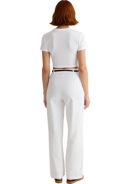 Kadın Kemerli Yüksek Bel Straight Kesim Pantolon Fonksiyonel Dayanıklı Kaliteli Konforlu Şık fiyatları