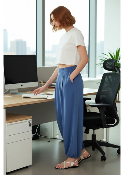 Kadın Modal Polyester Karışımlı Geniş Paça Pantolon Antrasit Fonksiyonel Dayanıklı Estetik modelleri