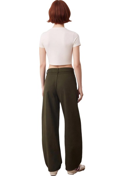 Kadın Haki Gabardin Yüksek Bel Bol Kesim Pantolon Fonksiyonel Dayanıklı Kaliteli Konforlu Şık fiyatları