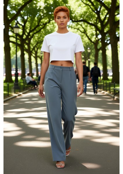 Kadın Haki Wide Leg Pilili Dokuma Kumaş Pantolon Fonksiyonel Dayanıklı Kaliteli Konforlu Şık fırsatları