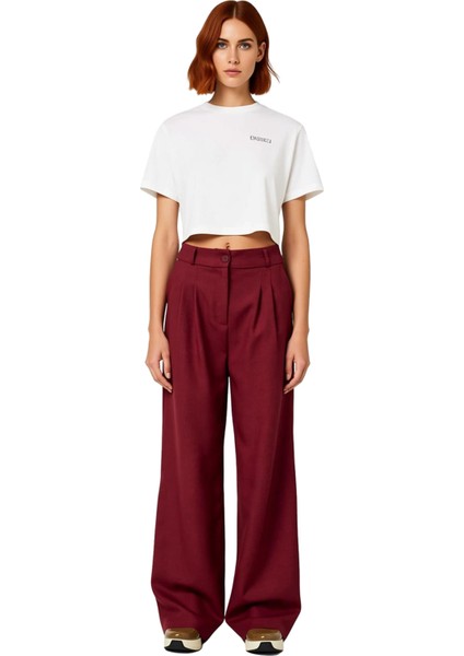 Kadın Geniş Paça Pilili Dokuma Pantolon Fonksiyonel Dayanıklı Kaliteli Konforlu Estetik Şık