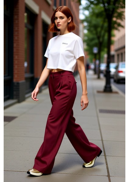 Kadın Geniş Paça Pilili Dokuma Pantolon Fonksiyonel Dayanıklı Kaliteli Konforlu Estetik Şık indirimleri