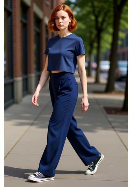 Kadın Wide Leg Dokuma Kumaş Palazzo Pantolon Fonksiyonel Dayanıklı Kaliteli Konforlu Rahat indirimleri