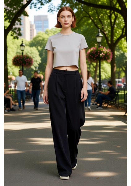 Kadın Wide Leg Dokuma Pantolon Günlük Kullanım Fonksiyonel Dayanıklı Kaliteli Konforlu Şık fırsatları