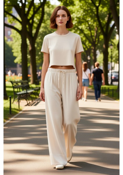 Kadın Düz Dokuma Wide Leg Pantolon Fonksiyonel Dayanıklı Kaliteli Konforlu Estetik Premium fırsatları