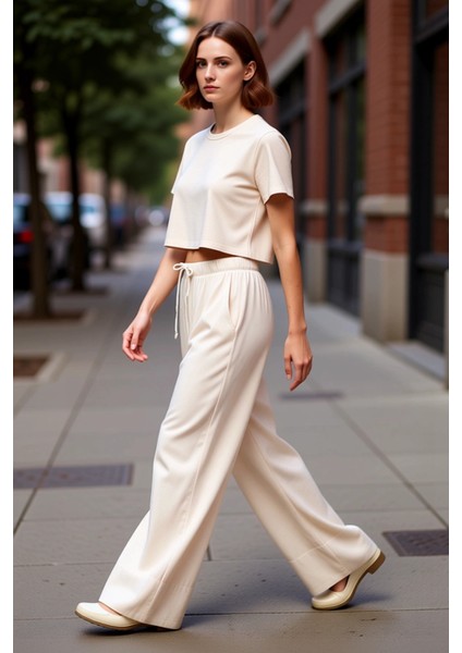 Kadın Düz Dokuma Wide Leg Pantolon Fonksiyonel Dayanıklı Kaliteli Konforlu Estetik Premium indirimleri