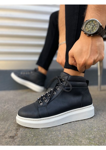 JY206 Ottawa Bağcıklı Ortopedik Taban Cilt Erkek Spor Bot Cbt - Siyah modelleri