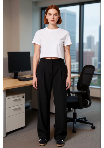 Kadın Yüksek Bel Geniş Paça Pantolon Fonksiyonel Dayanıklı Kaliteli Konforlu Estetik Rahat modelleri