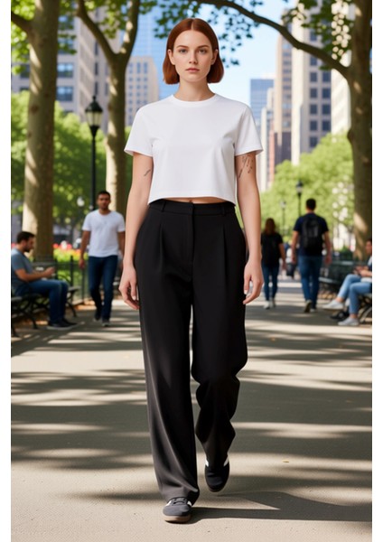 Kadın Yüksek Bel Geniş Paça Pantolon Fonksiyonel Dayanıklı Kaliteli Konforlu Estetik Rahat fırsatları