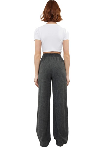 Kadın Antrasit Esnek Dokuma Geniş Bacak Pantolon Fonksiyonel Dayanıklı Kaliteli Konforlu Şık fiyatları