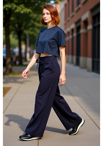 Kadın Geniş Paça Esnek Örme Pantolon Fonksiyonel Dayanıklı Kaliteli Konforlu Estetik Rahat indirimleri