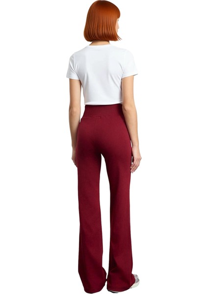 Kadın Yüksek Bel Flare Örme Pantolon Fonksiyonel Dayanıklı Kaliteli Konforlu Estetik Rahat fiyatları