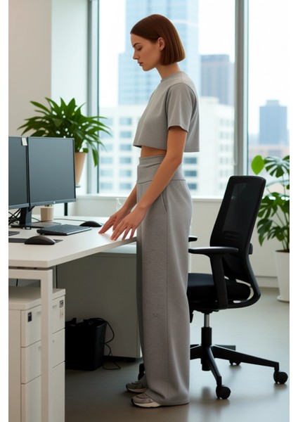 Rahat Kesim Yüksek Bel Kadın Pantolonu Antrasit Fonksiyonel Dayanıklı Kaliteli Konforlu Şık modelleri