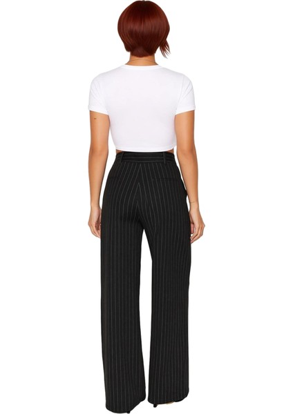 Kadın Klasik Çizgili Yüksek Bel Bol Paça Pantolon Fonksiyonel Dayanıklı Kaliteli Konforlu Şık fiyatları