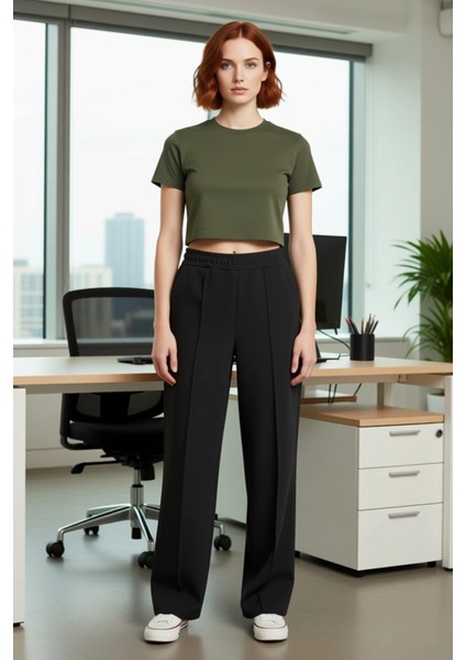 Kadın Yüksek Bel Bol Paça Nervürlü Örme Pantolon Fonksiyonel Dayanıklı Kaliteli Konforlu Şık fiyatları