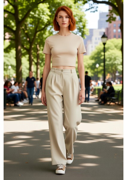 Kadın Geniş Paça Pilili Dokuma Pantolon Fonksiyonel Dayanıklı Kaliteli Konforlu Estetik Şık fırsatları