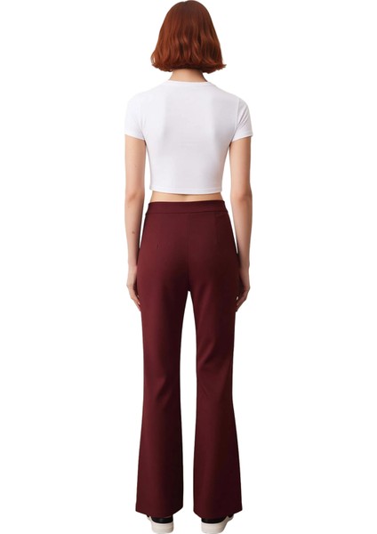 Kadın Flare Yüksek Bel Dokuma Pantolon Fonksiyonel Dayanıklı Kaliteli Konforlu Estetik Şık fiyatları