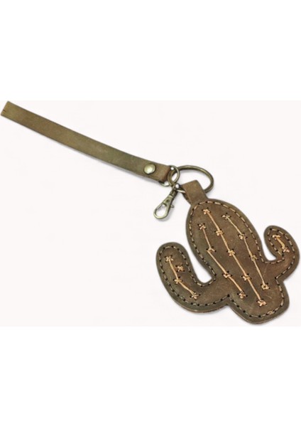 Kaktüs Figür Deri Anahtarlık