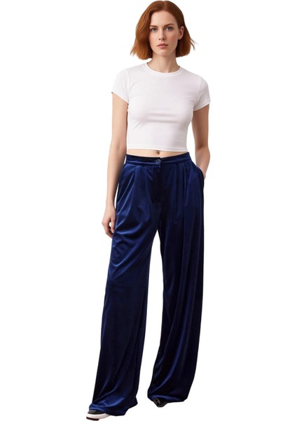 Kadın Kadife Wide Leg Pantolon Şık Gece Modası Fonksiyonel Dayanıklı Kaliteli Konforlu Spor