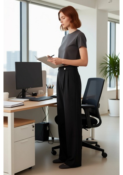 Kadın Wide Leg Pileli Örme Pantolon Fonksiyonel Dayanıklı Kaliteli Konforlu Estetik Modern modelleri