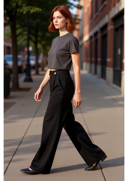 Kadın Wide Leg Pileli Örme Pantolon Fonksiyonel Dayanıklı Kaliteli Konforlu Estetik Modern indirimleri