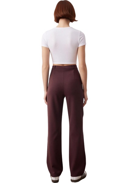 Kadın Mürdüm Esnek Kumaş Yüksek Bel Düz Paça Pantolon Fonksiyonel Dayanıklı Kaliteli Rahat fiyatları