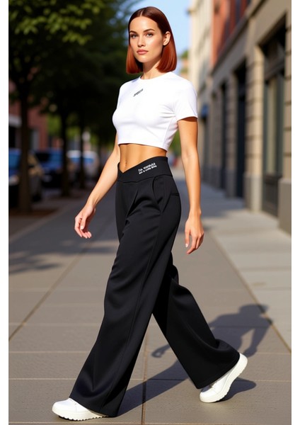 Kadın Wide Leg Dijital Baskılı Örme Pantolon Fonksiyonel Dayanıklı Kaliteli Konforlu Rahat indirimleri